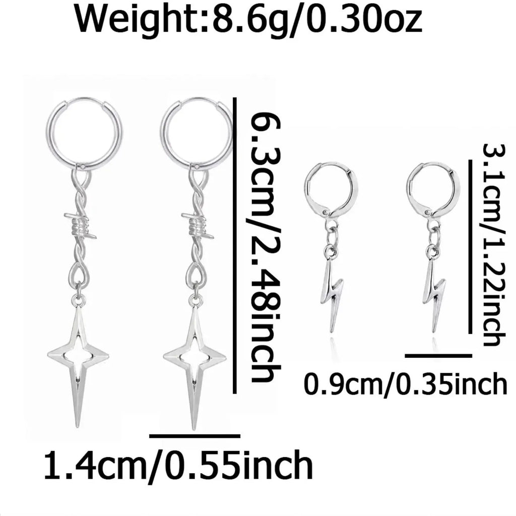 Lightning Bolt Star Drop Earrings