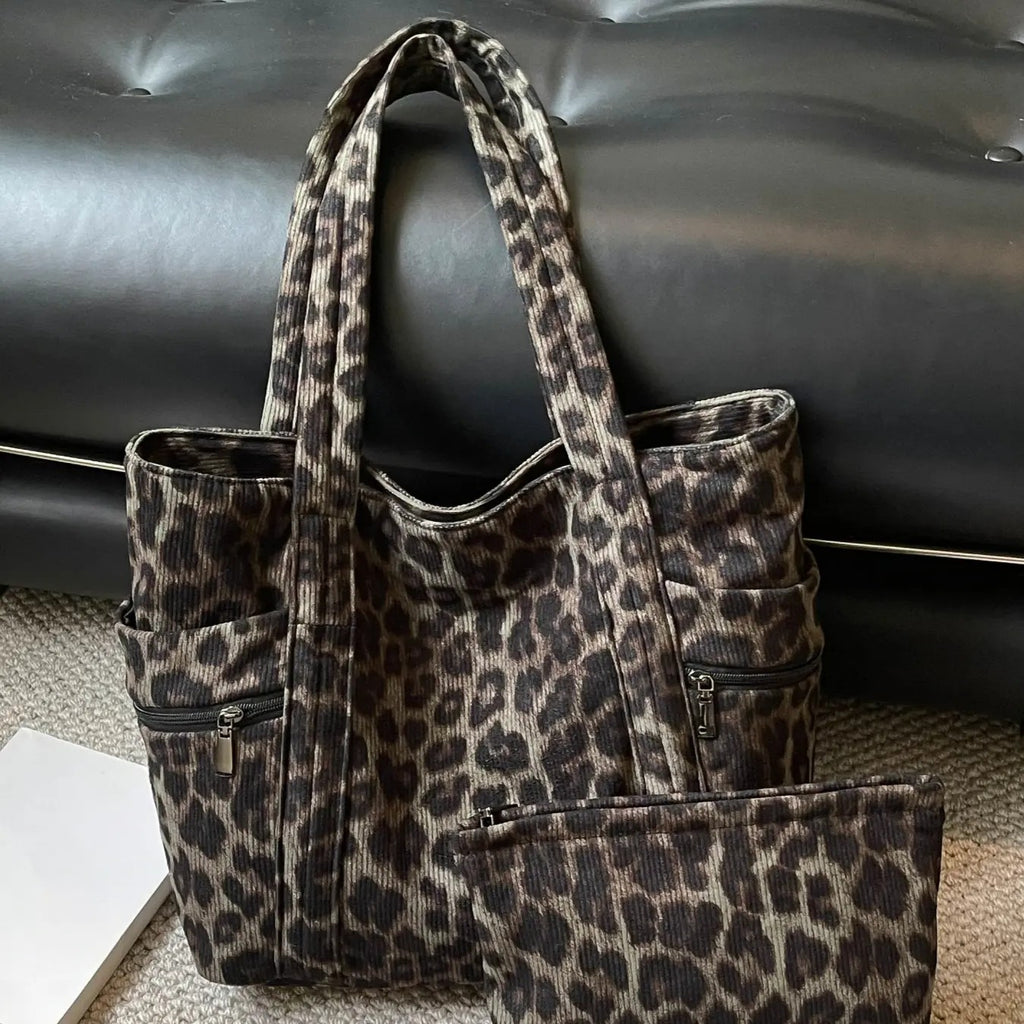 Elegant Leopard Tote Bag Set