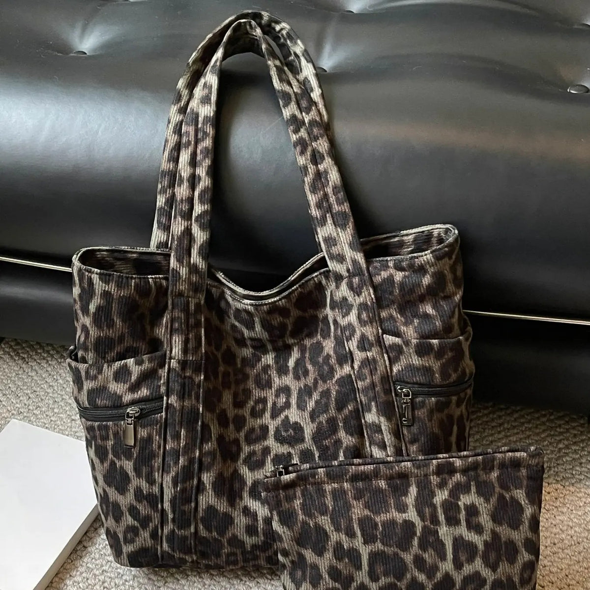 Elegant Leopard Tote Bag Set