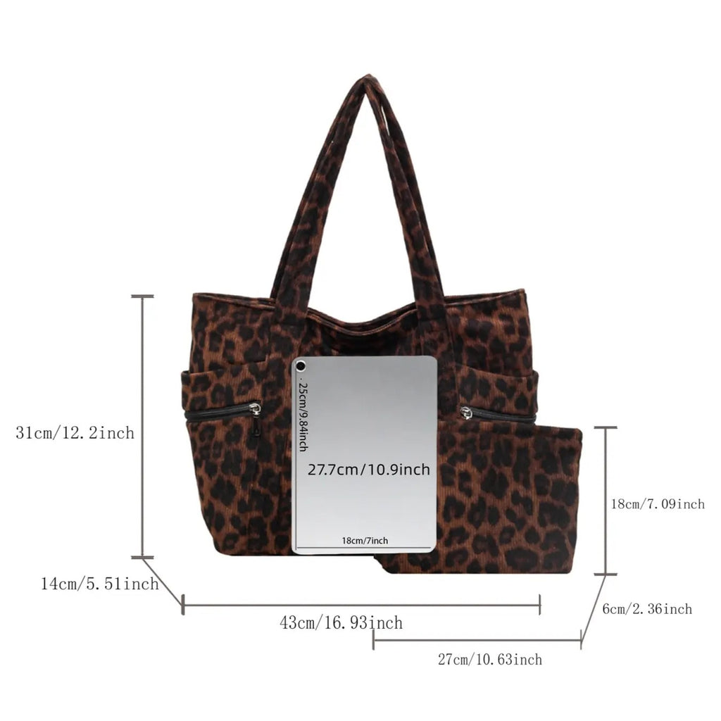 Elegant Leopard Tote Bag Set