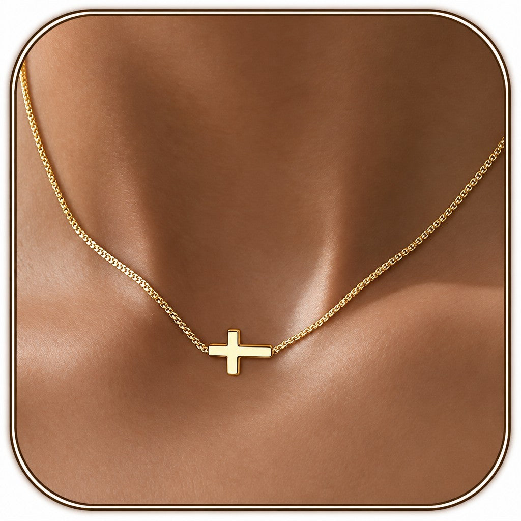 18k Minimal Dainty Cross Necklace
