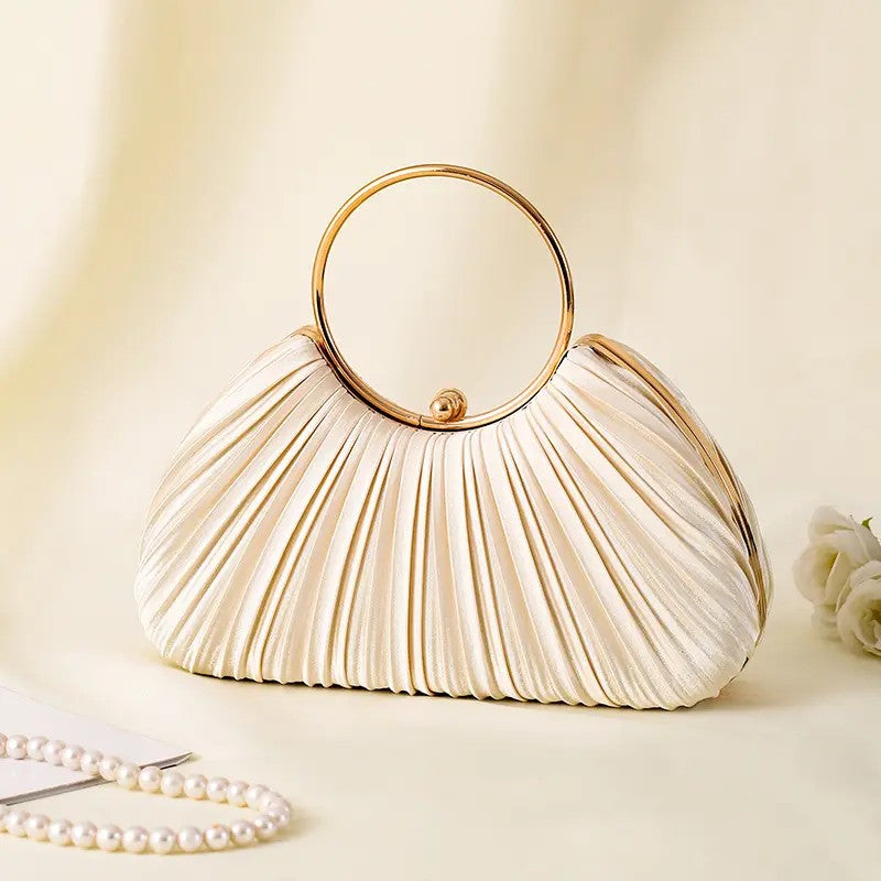 Elegant Pleated Shell Clutch