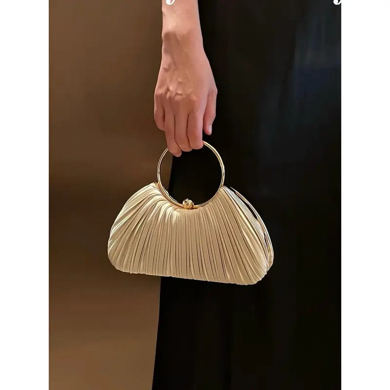 Elegant Pleated Shell Clutch