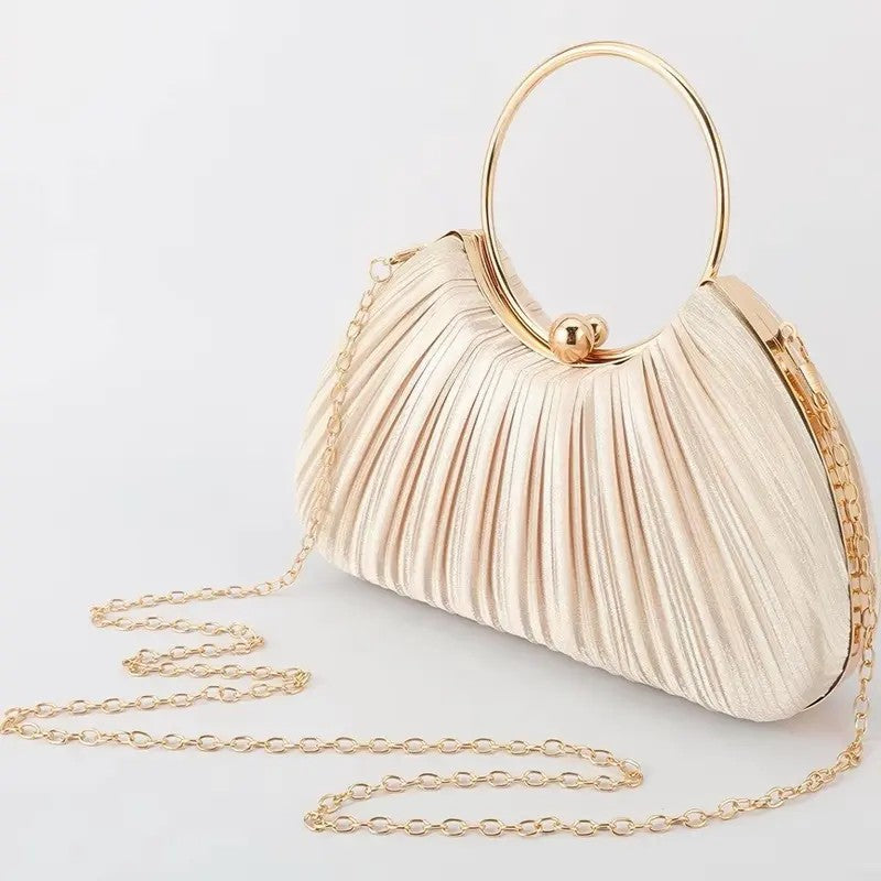 Elegant Pleated Shell Clutch