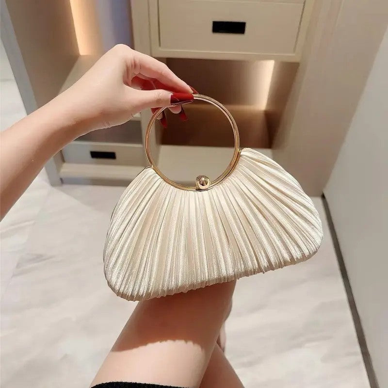 Elegant Pleated Shell Clutch