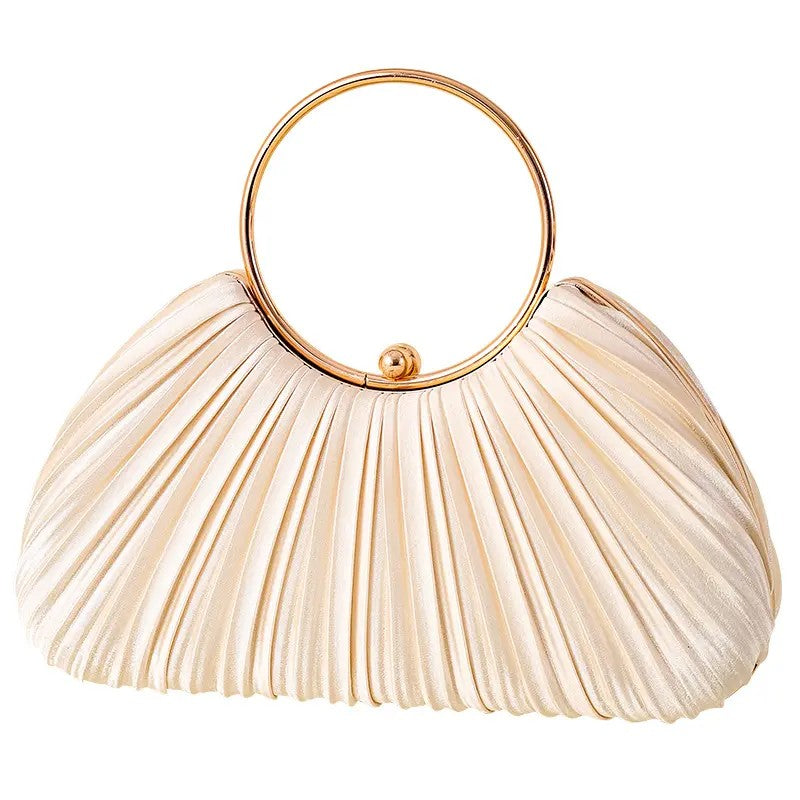 Elegant Pleated Shell Clutch