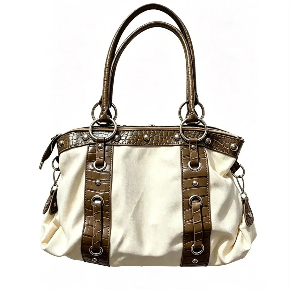 Elegant Patchwork Top Handle Bag