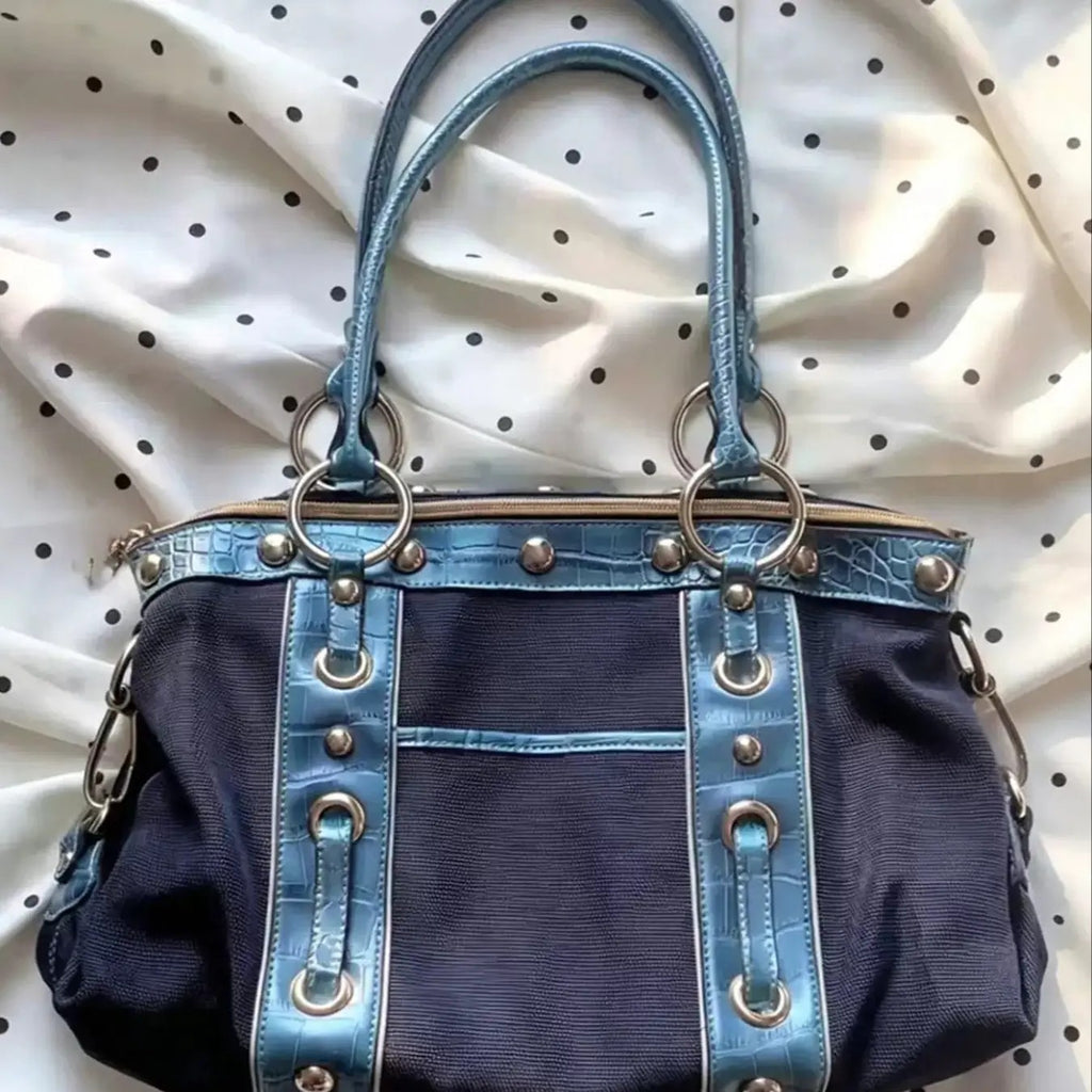 Elegant Patchwork Top Handle Bag