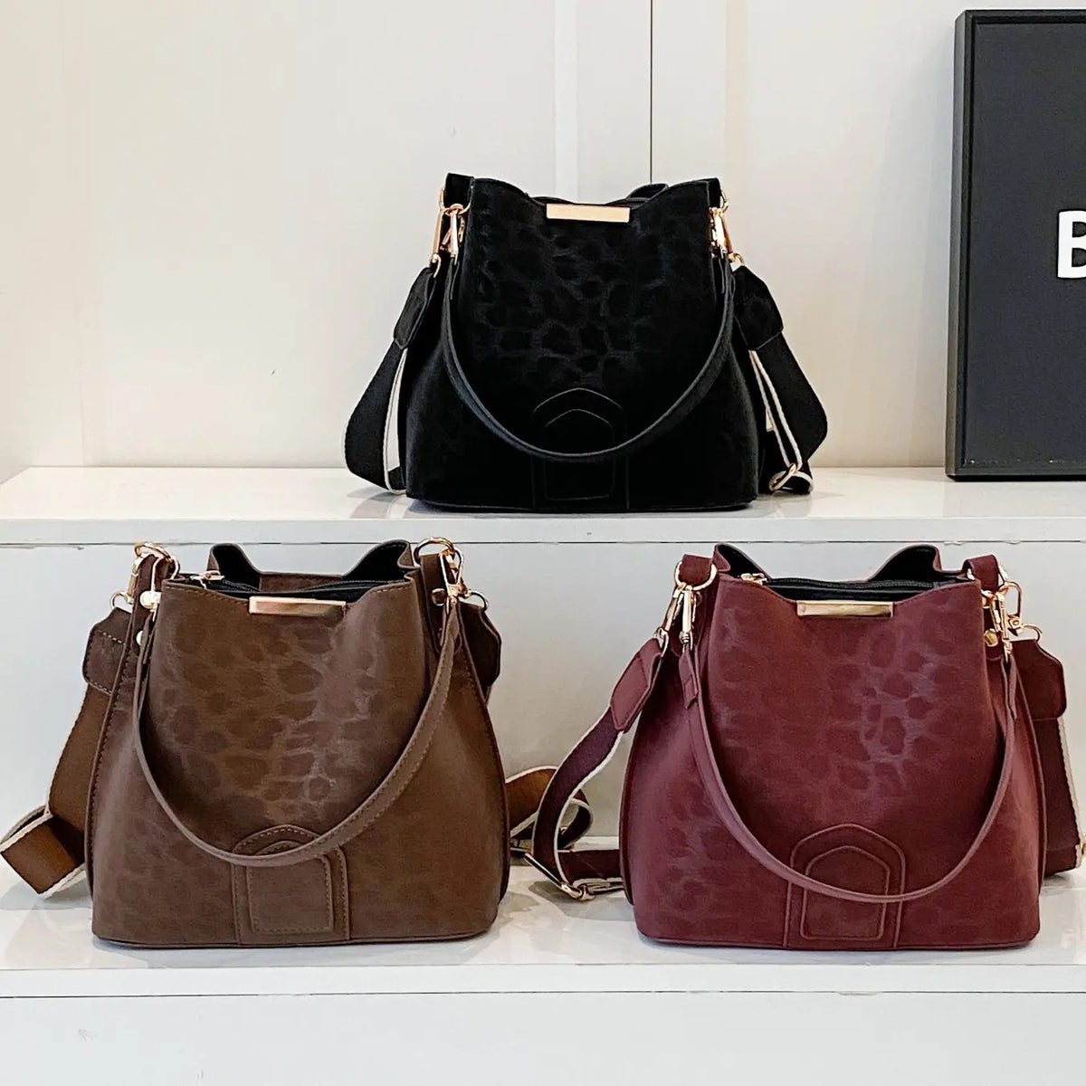 Leopard Bucket Crossbody Bag