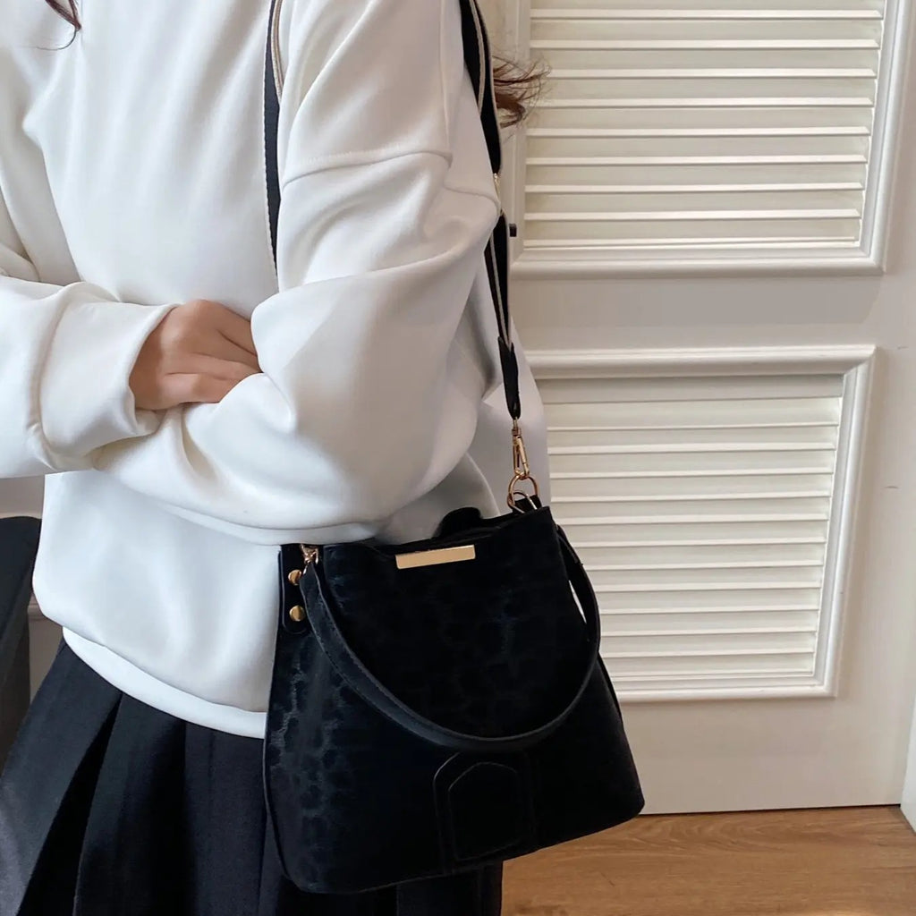 Leopard Bucket Crossbody Bag