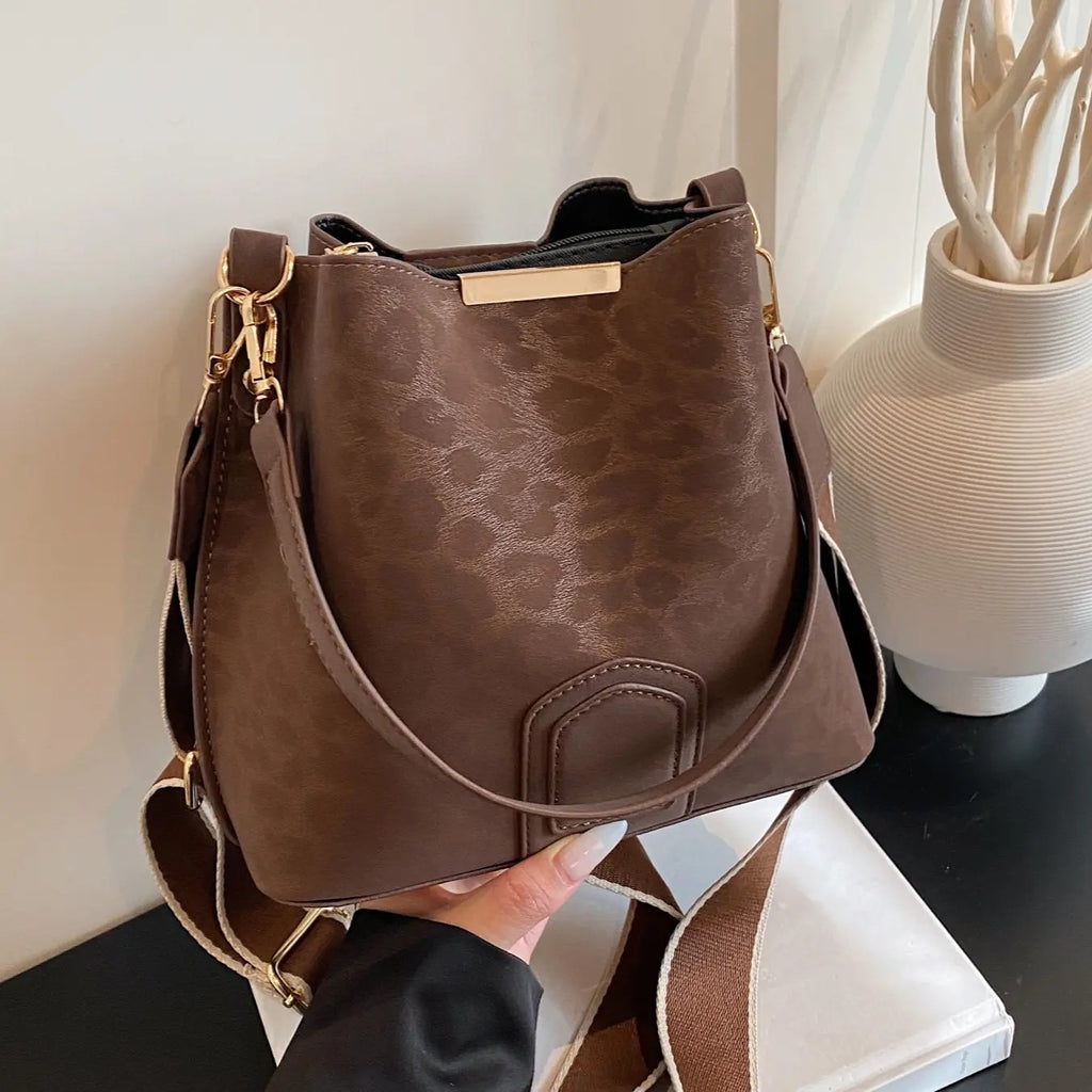 Leopard Bucket Crossbody Bag