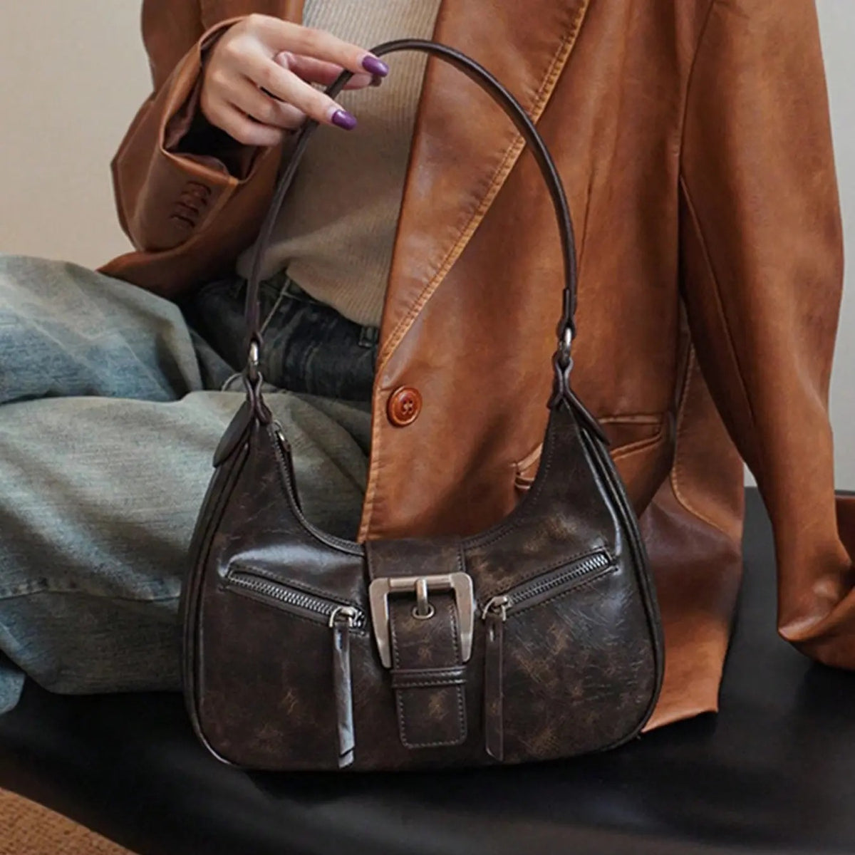 Vintage Retro Buckle Shoulder Bag