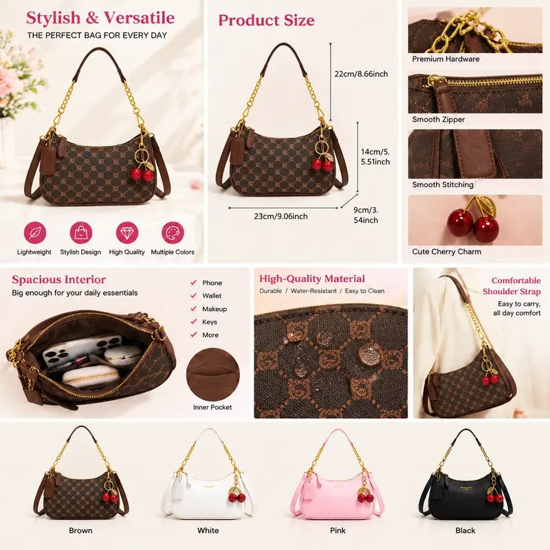 Elegant Cherry Charm Shoulder Bag